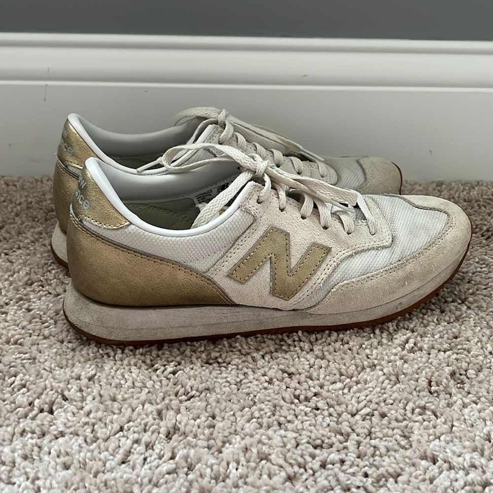 New Balance Gold Trimmed Sneakers, 8